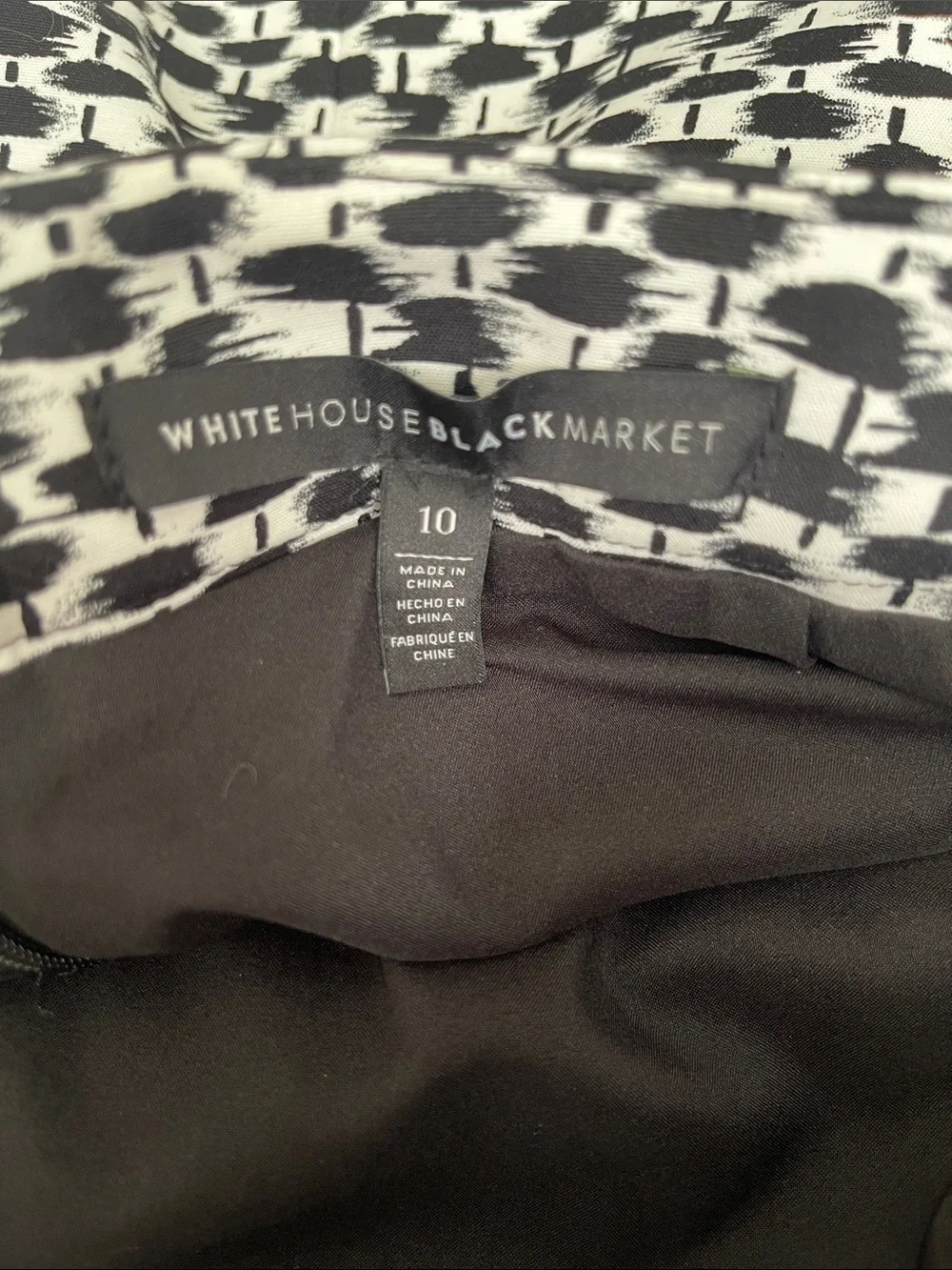 White House Black Market Black & White Geometric Midi Skirt Size 10